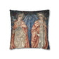 Decorative pillow with angel design on a white background