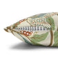 Decorative pillow with a colorful bird pattern on a white background