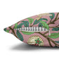 Decorative pillow with a floral pattern on a pink background