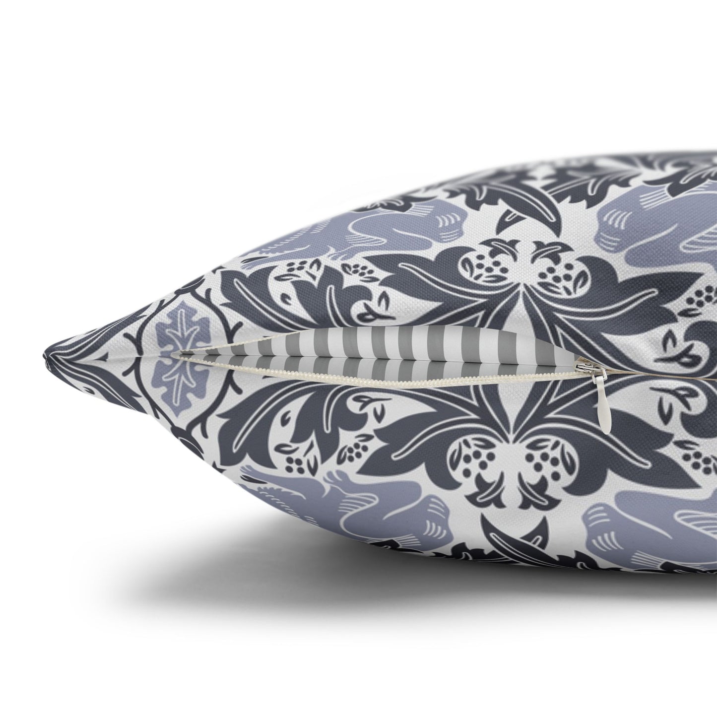 Decorative pillow with a floral pattern on a white background