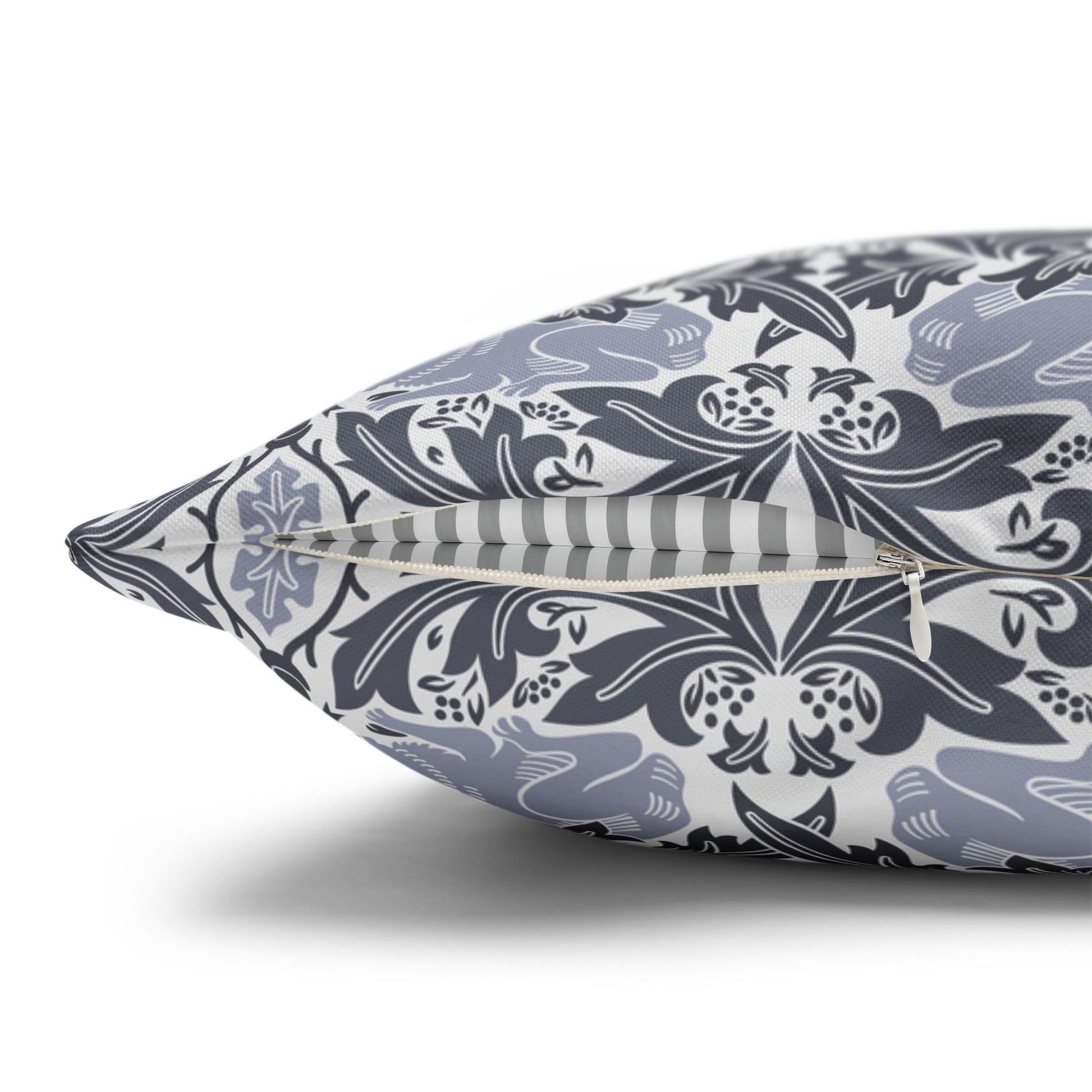 Decorative pillow with a floral pattern on a white background