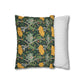 Two pillows, one with a floral pattern and the other with a striped pattern, on a white background.