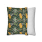 Two pillows, one with a floral pattern and the other with a striped pattern, on a white background.
