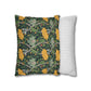 Decorative pillow with floral pattern and a striped pillow on a white background
