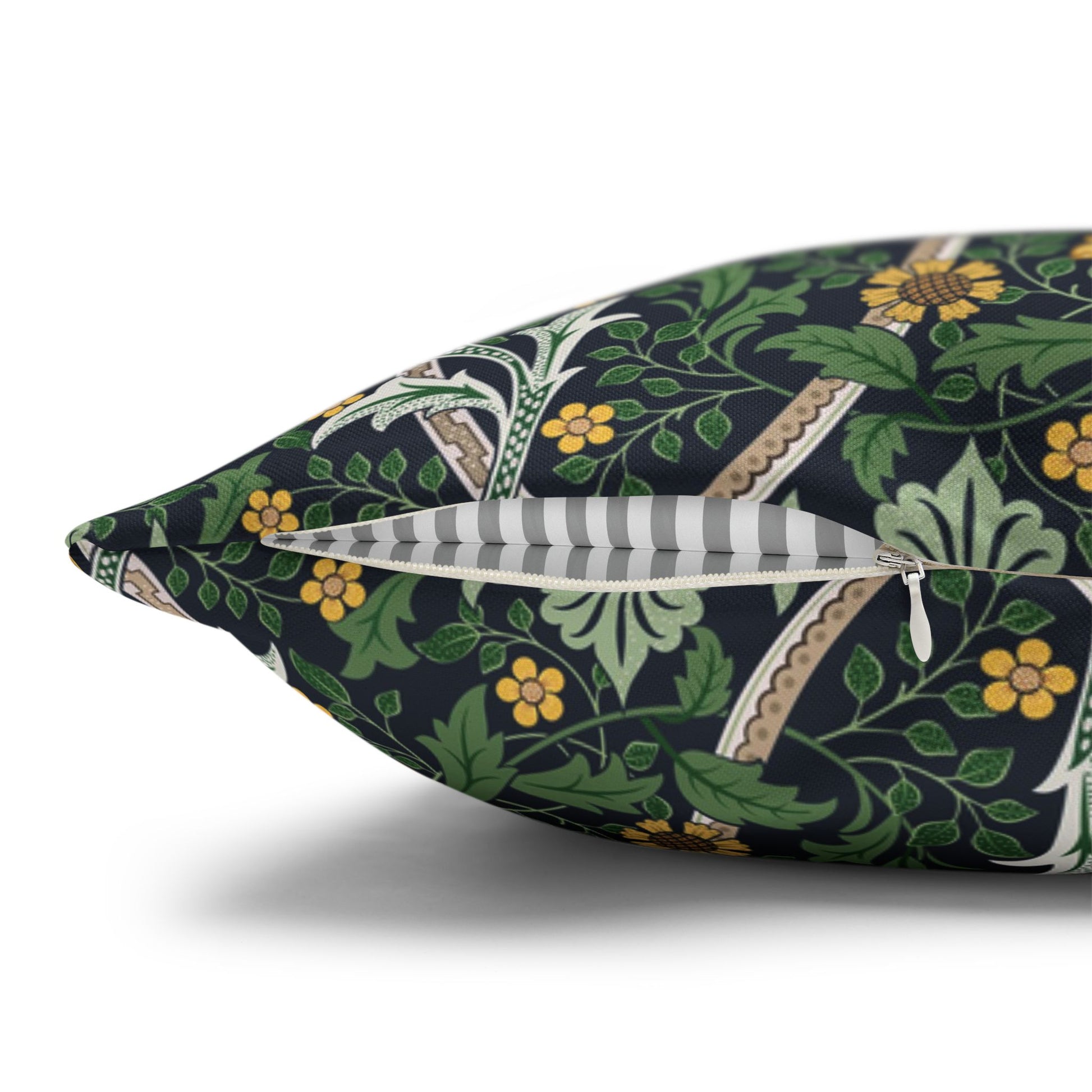 Decorative pillow with floral pattern on a white background