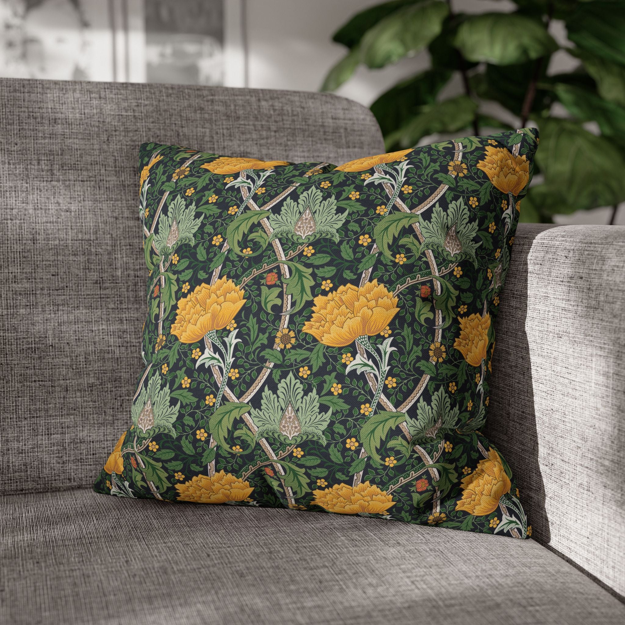 ウィリアムモリス クッションカバー CHRYSANTHEMUM MINOR Cushion Cover by William Morris - Chrysanthemum Collection (Yellow