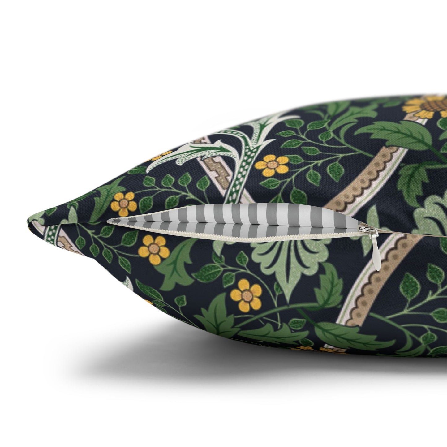 Decorative pillow with floral pattern on a white background