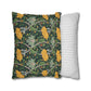 Two pillows, one with a floral pattern and one with a striped pattern, on a white background.