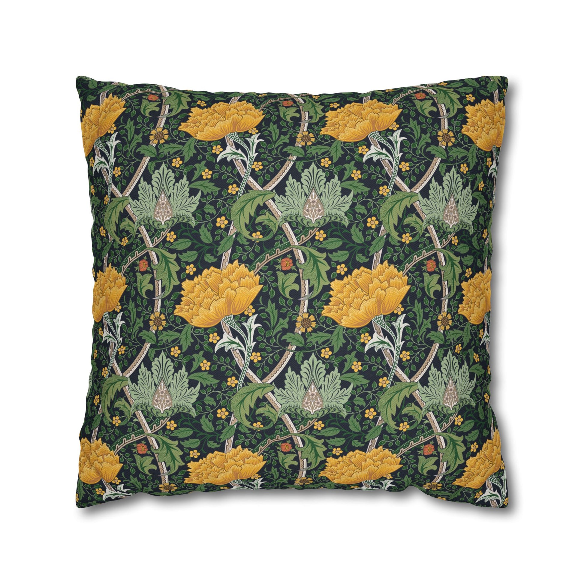 Decorative pillow with floral pattern on a white background