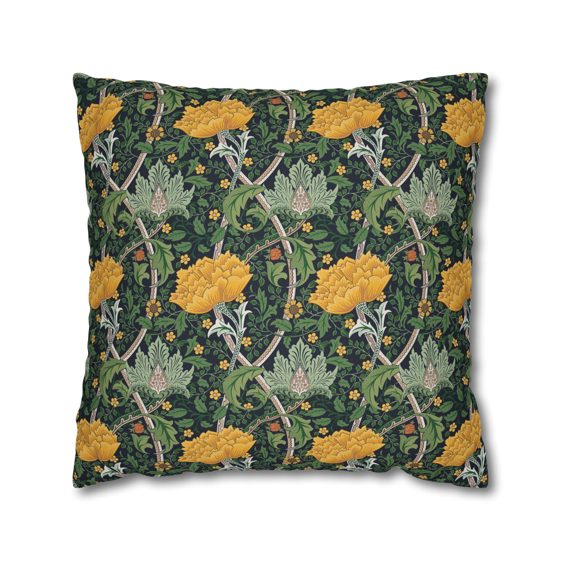 Decorative pillow with floral pattern on a white background
