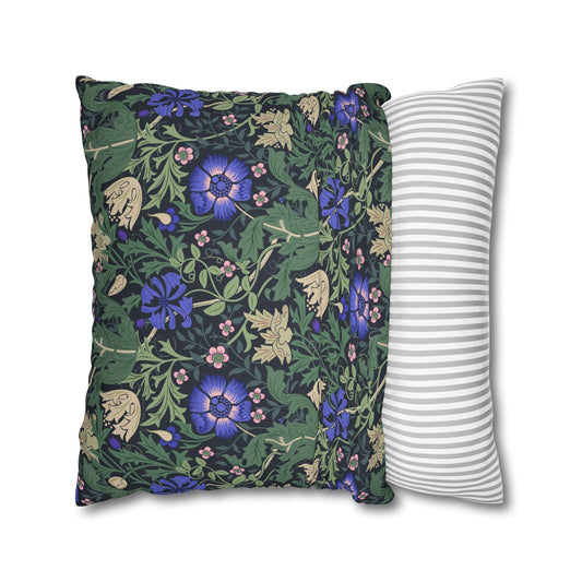 Floral-patterned pillow and a striped pillow on a white background