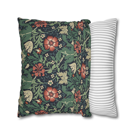 Floral-patterned pillow and a striped pillow on a white background