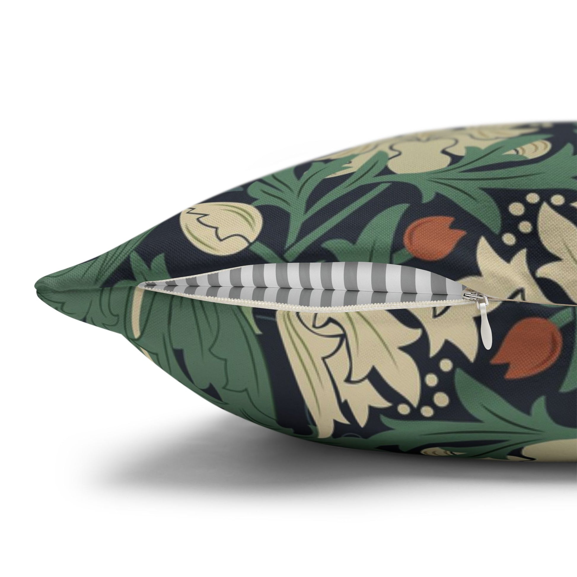 Decorative pillow with floral pattern on a white background