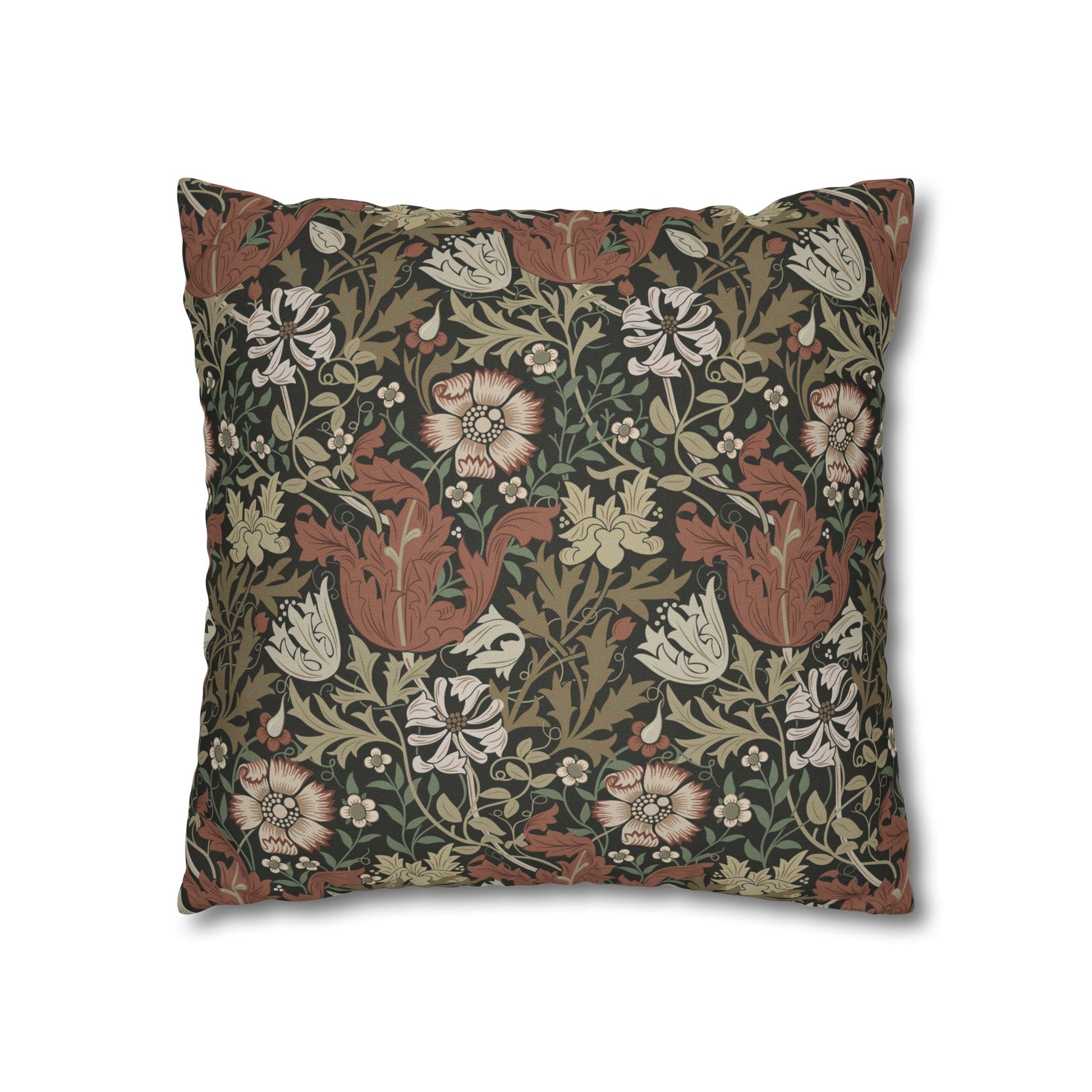 Decorative pillow with floral pattern on a white background