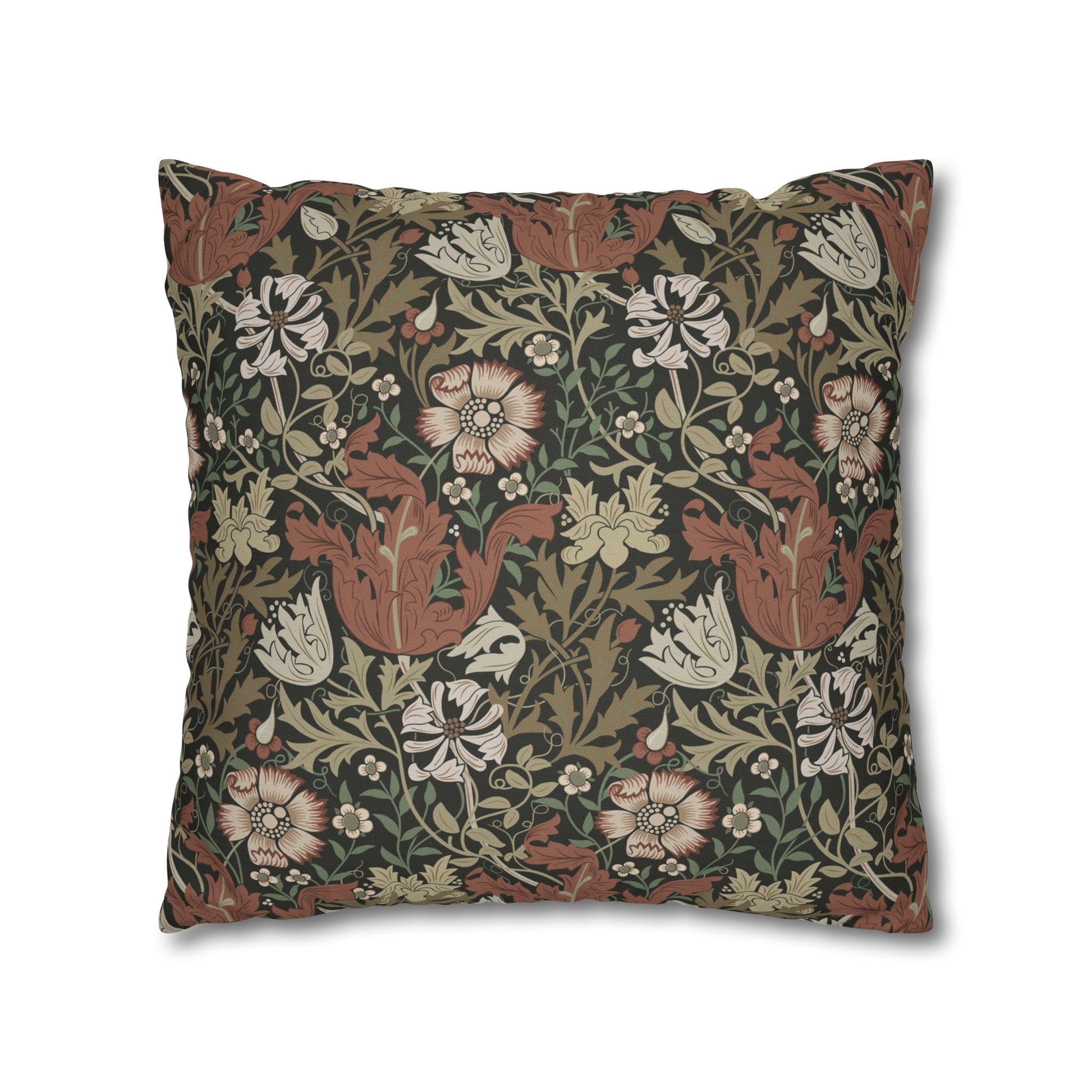 Decorative pillow with floral pattern on a white background