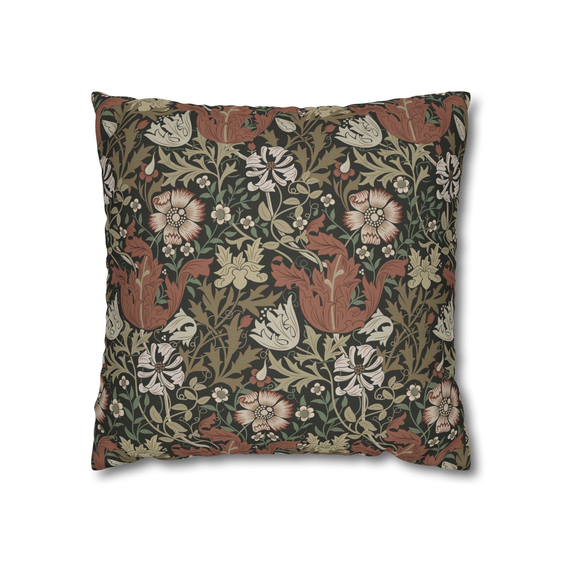 Floral patterned cushion on a white background