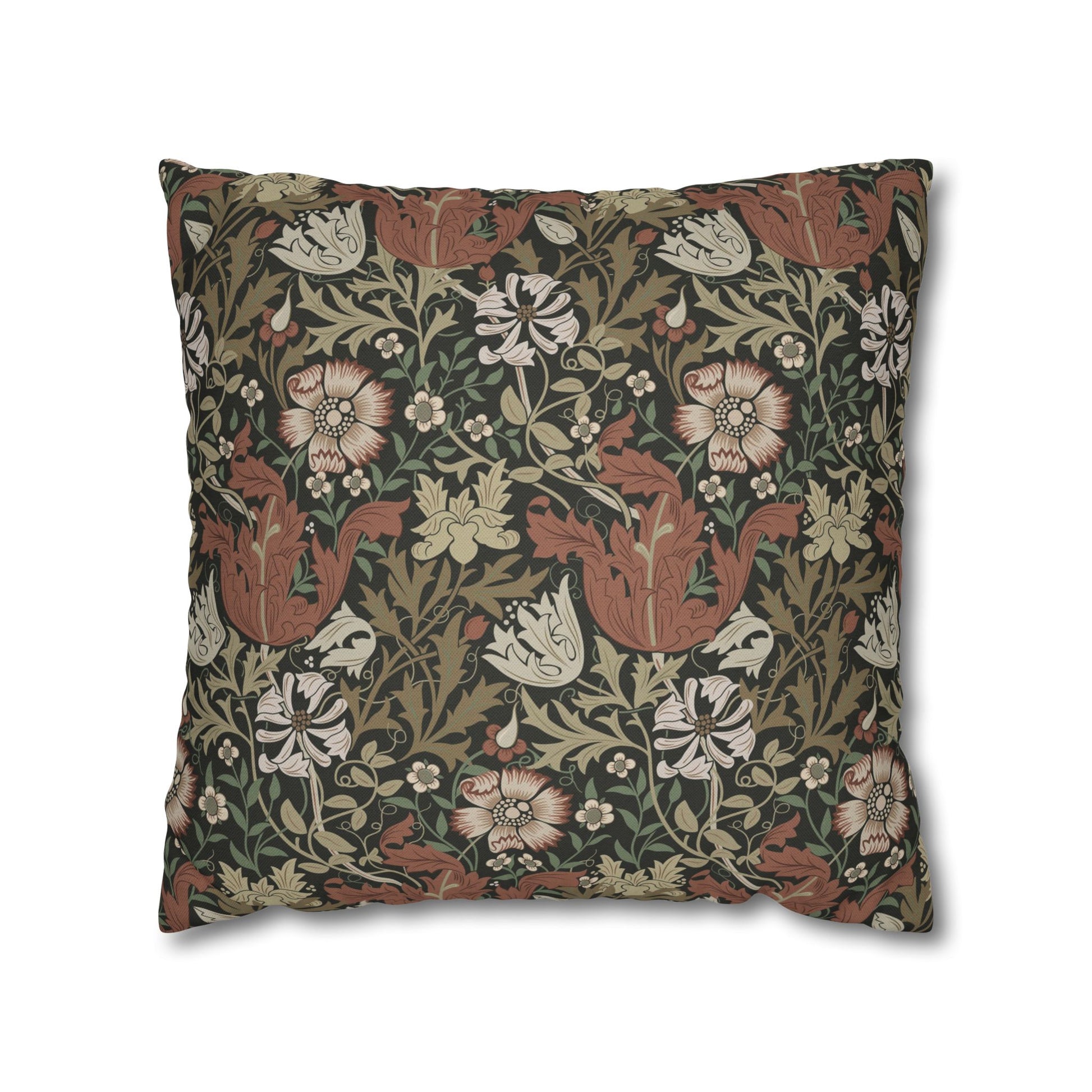 Decorative pillow with floral pattern on a white background