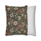 Two pillows, one with floral pattern and one with stripes, on a white background
