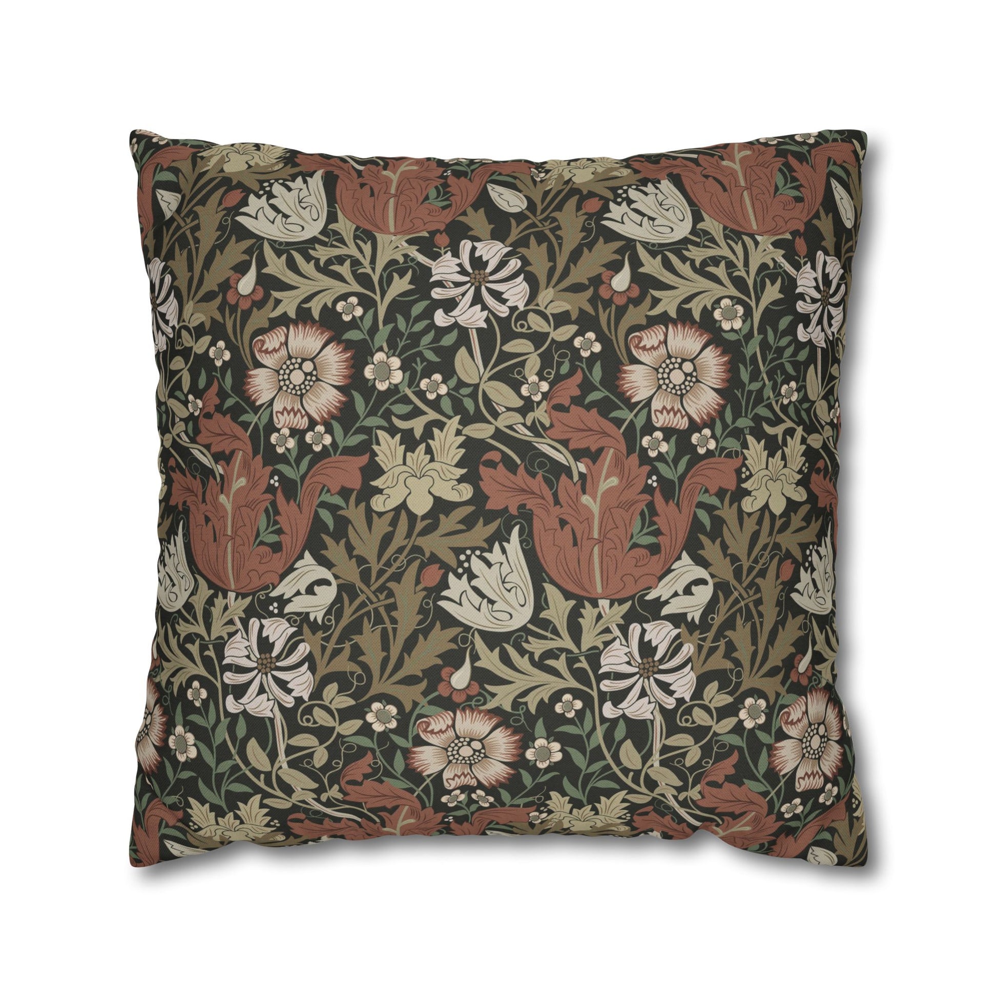 Decorative pillow with floral pattern on a white background