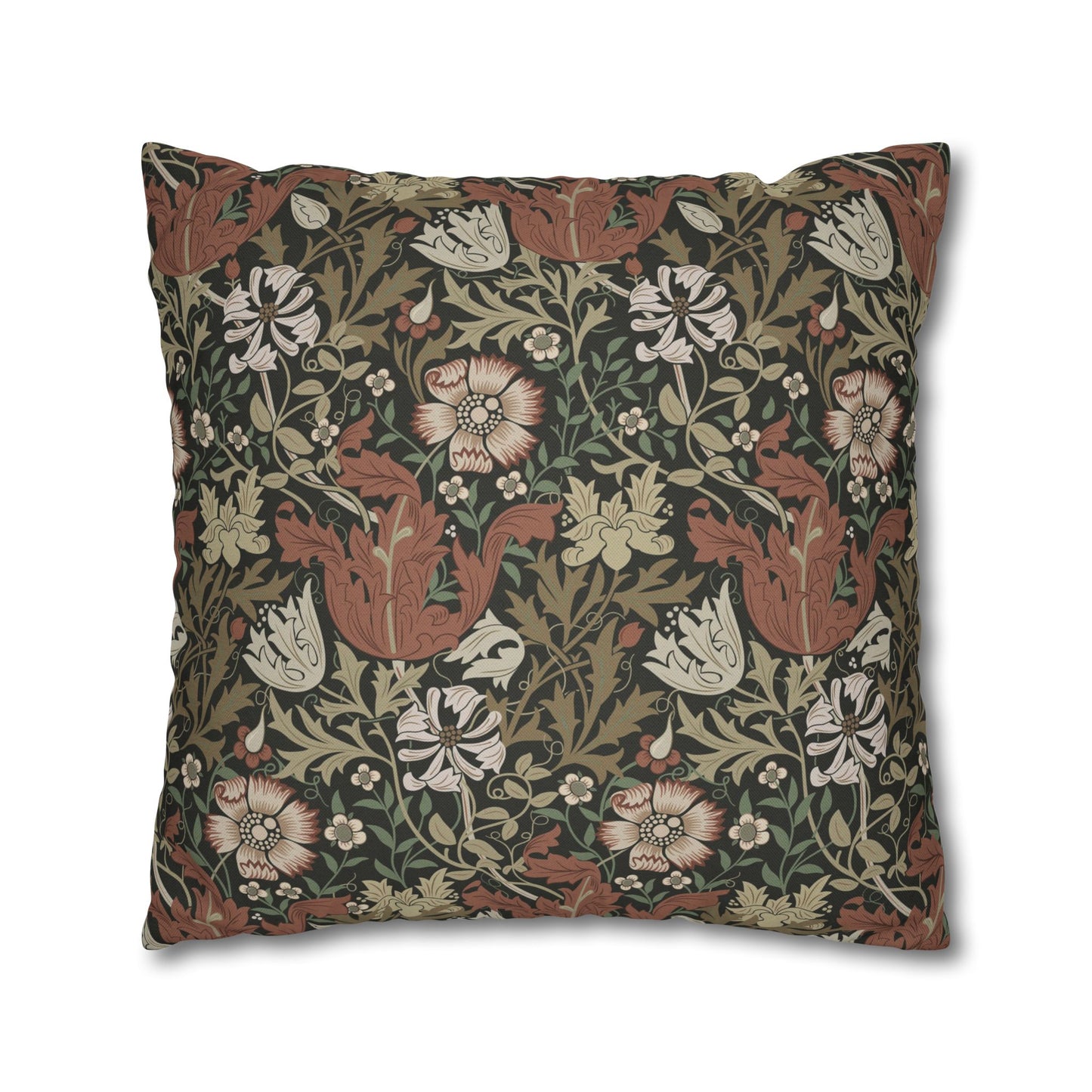 Floral patterned pillow with a white background