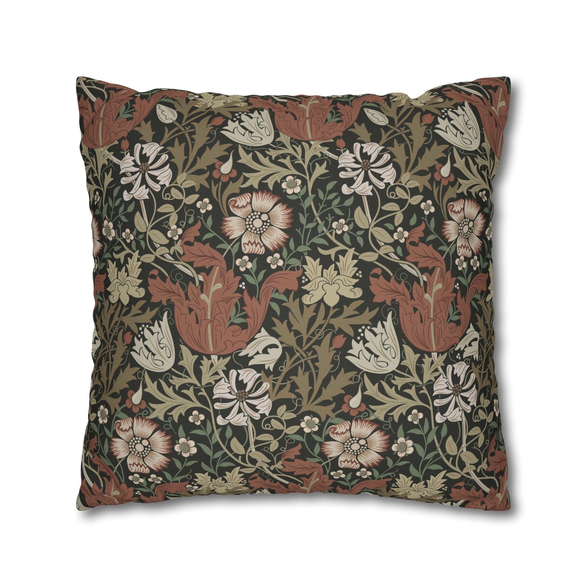 Floral patterned pillow with a white background