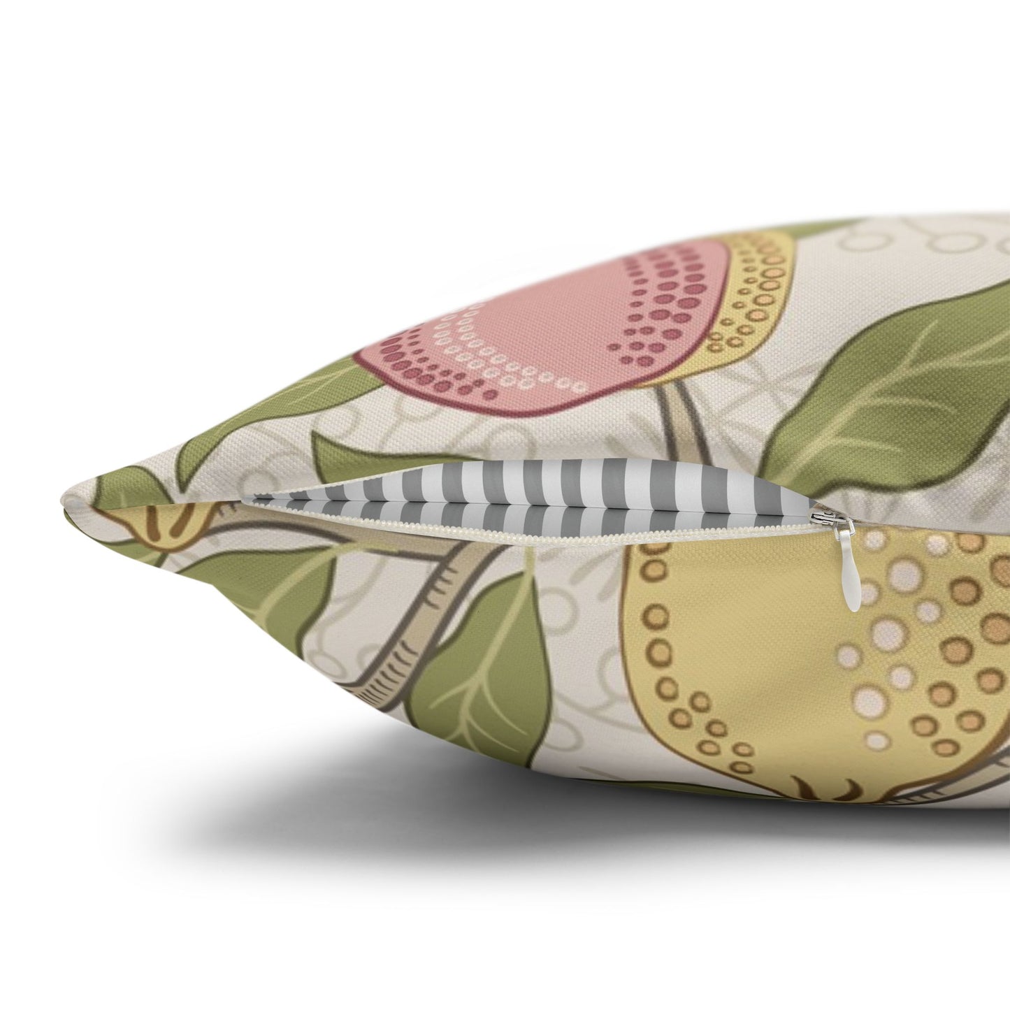 Decorative pillow with a colorful pattern on a white background