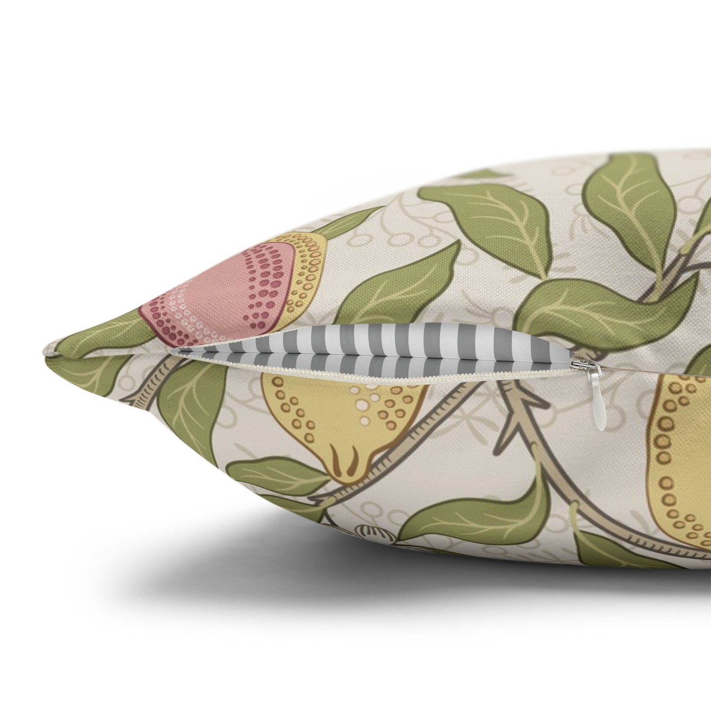 Decorative pillow with floral pattern on a white background