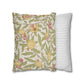 Two pillows, one with floral pattern and one with stripes, on a white background