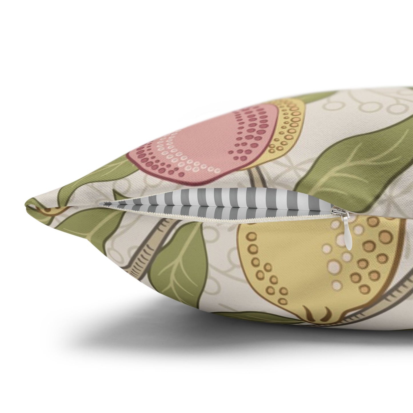 Decorative pillow with a colorful pattern on a white background