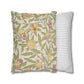 Two pillows, one with floral pattern and one with stripes, on a white background