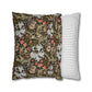 Two pillows, one with floral pattern and one with stripes, on a white background
