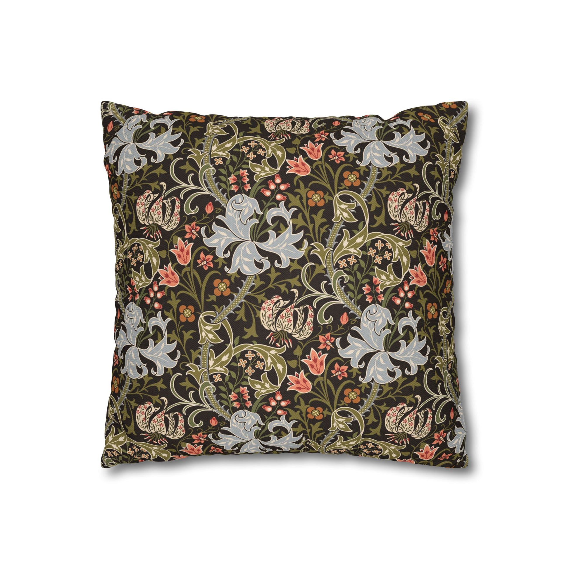 Decorative pillow with floral pattern on a white background