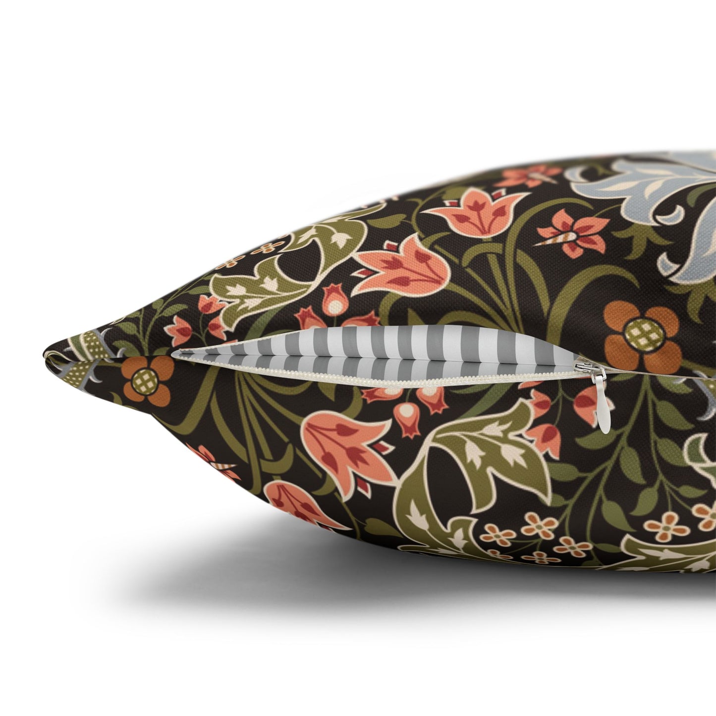 Decorative pillow with floral pattern on a white background