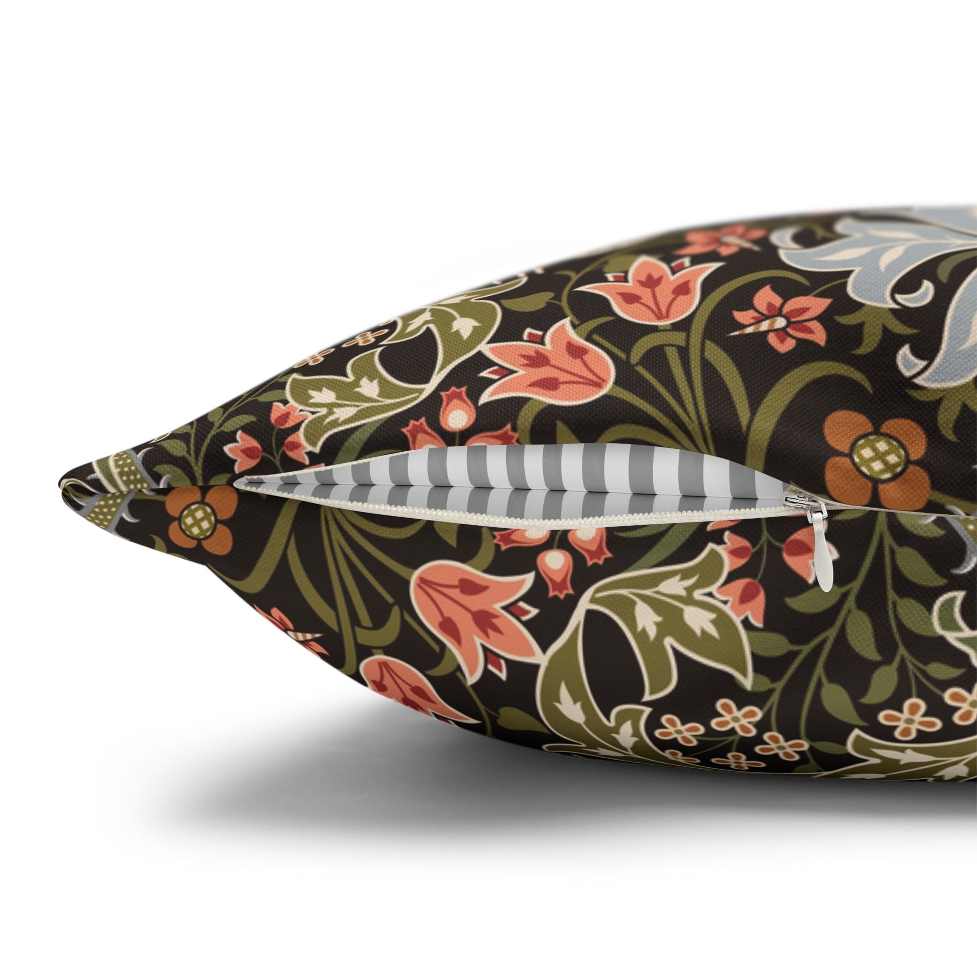 Decorative pillow with floral pattern on a white background