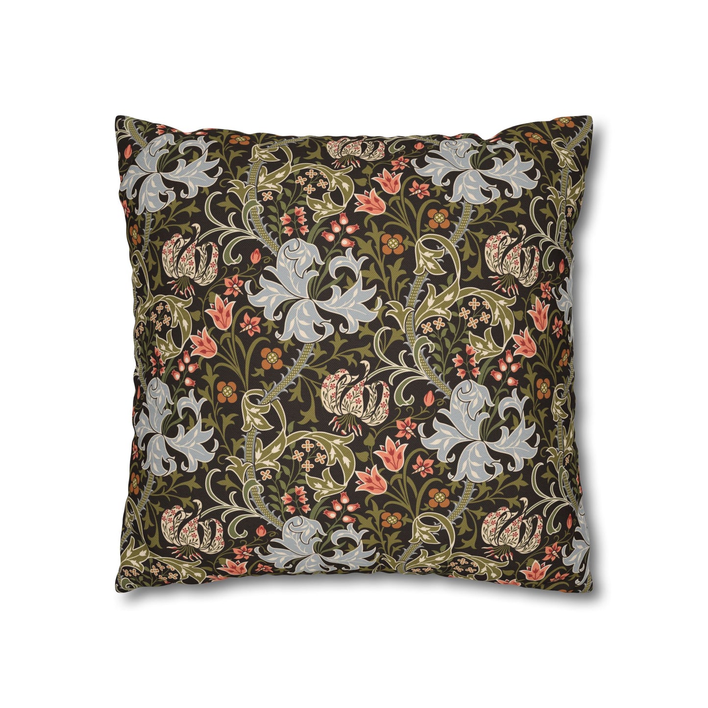 Decorative pillow with floral pattern on a white background