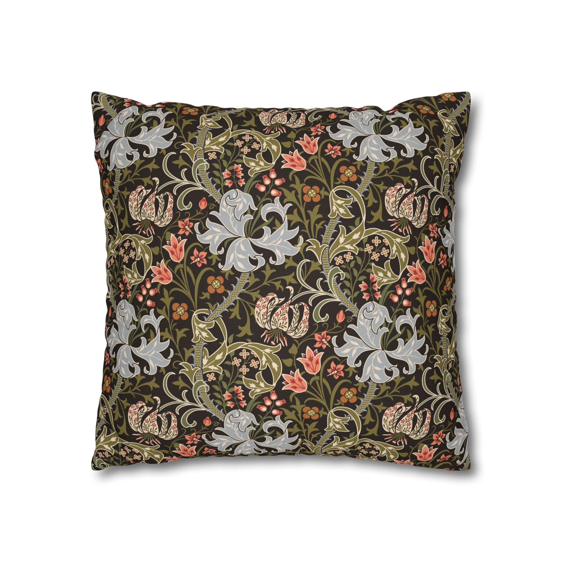 Decorative pillow with floral pattern on a white background