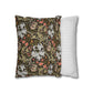 Two pillows, one with floral pattern and the other with stripes, on a white background.