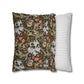 Two pillows, one with floral pattern and the other with stripes, on a white background.