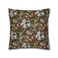 Decorative pillow with floral and animal pattern on a white background