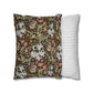 Two pillows, one with floral pattern and the other with stripes, on a white background.