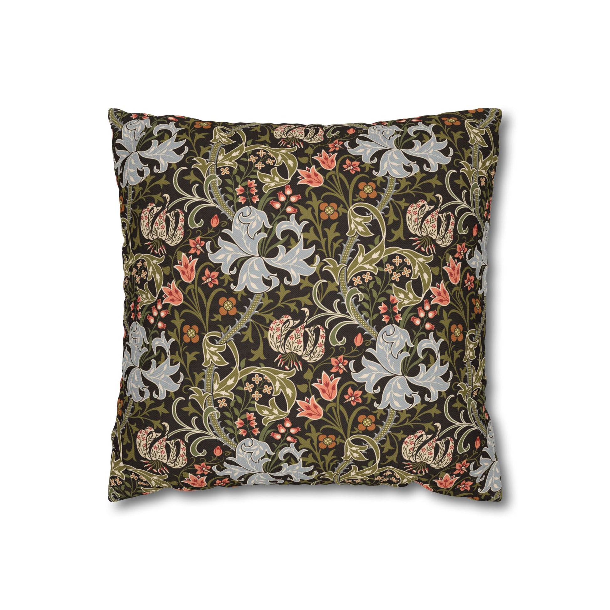 Decorative pillow with floral pattern on a white background