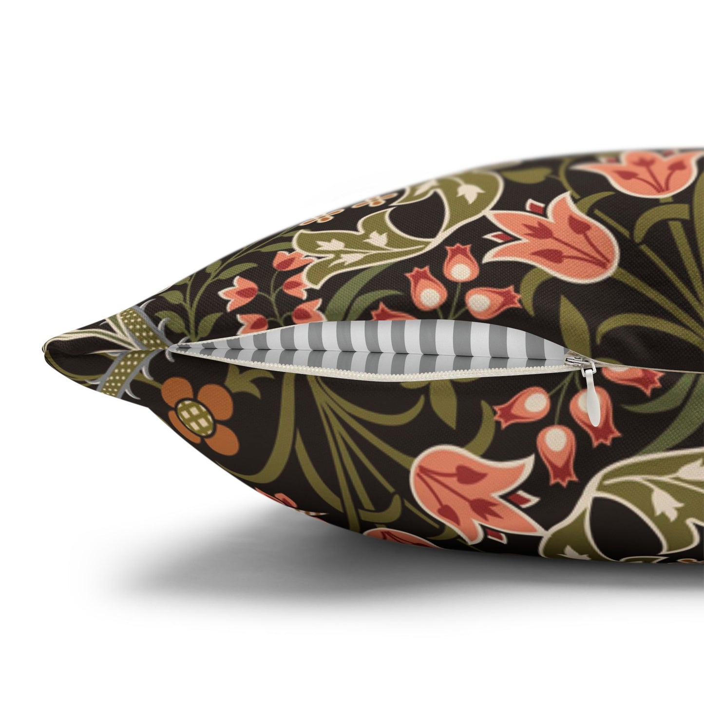 Decorative pillow with floral pattern on a white background