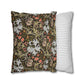 Two pillows, one with a floral pattern and the other with a striped pattern, on a white background.
