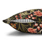 Floral-patterned pillow with a zipper on a white background