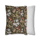 Two pillows, one with floral pattern and one with stripes, on a white background