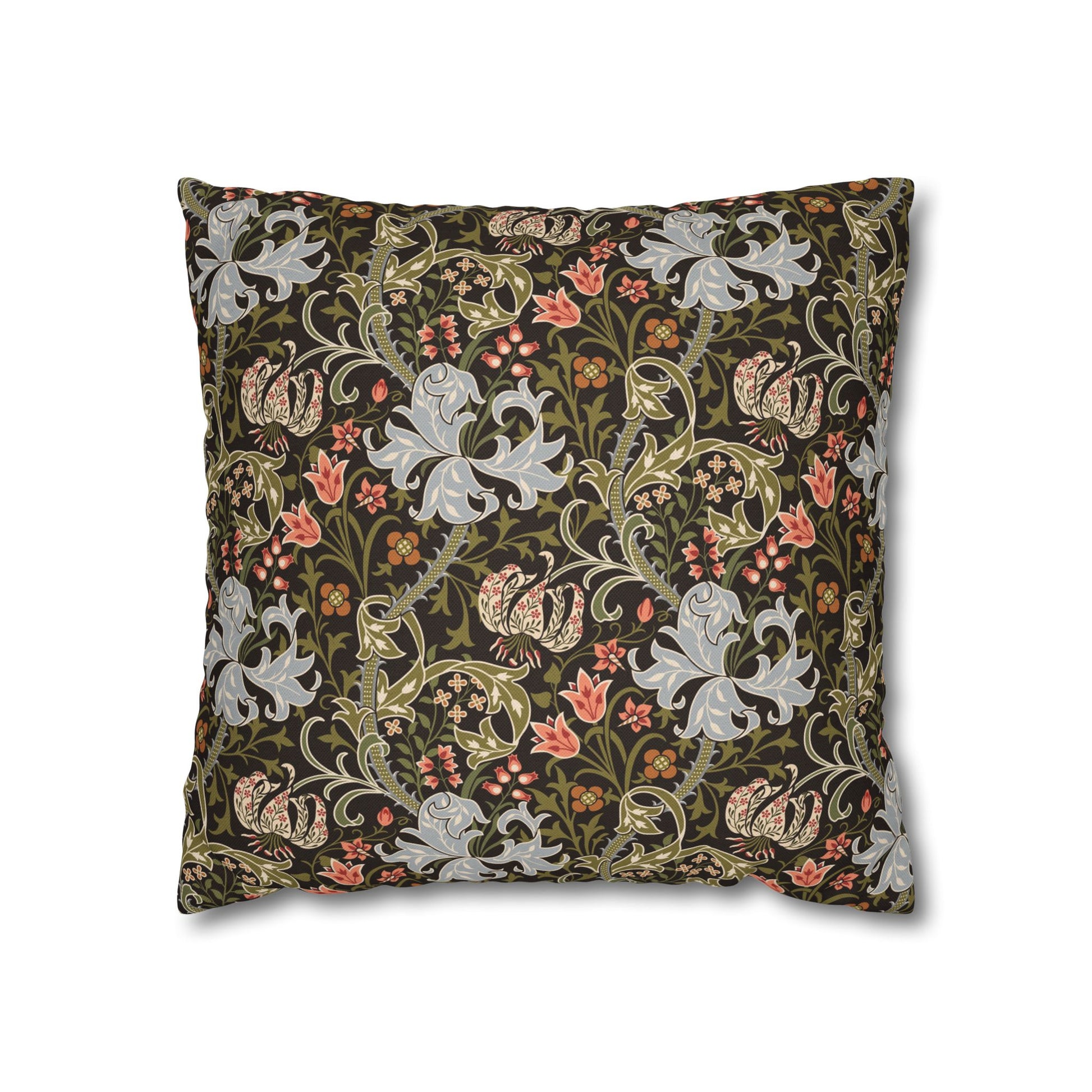 Decorative pillow with floral pattern on a white background