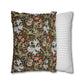 Two pillows, one with floral pattern and one with stripes, on a white background