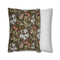 Two pillows, one with floral pattern and one with stripes, on a white background