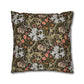 Decorative pillow with floral and animal pattern on a white background