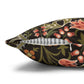 Floral-patterned pillow with a zipper on a white background